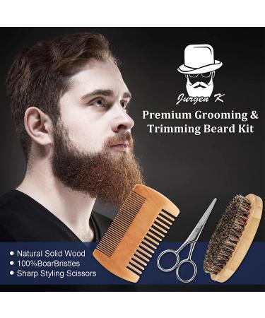 Jurgen K Beard Grooming Kit for Men - Beard Oil, Balm, Brush, and Comb Set - Buy Online on SooperMarket.com