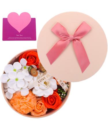 PRETYZOOM 1 Box Preserved Flower Decoration Wedding Favors Christmas Decor Fake Soap Flower Faux Christmas Centerpieces Ornament Party Soap Flower Indoor Artificial Flower 16.2X16.2X8.2CM Orange