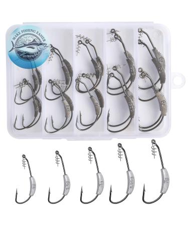 SHUNWEI 25 Pcs/Box Weighted Swimbait Hooks, Weighted Fishing Hooks Saltwater Mixed 5 Size 25 Pcs Mix Size