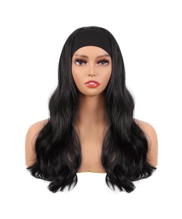MapofBeauty 24 Inch/60 cm Long Synthetic Heat Resistant Curly Hair Headband Wig (Black)