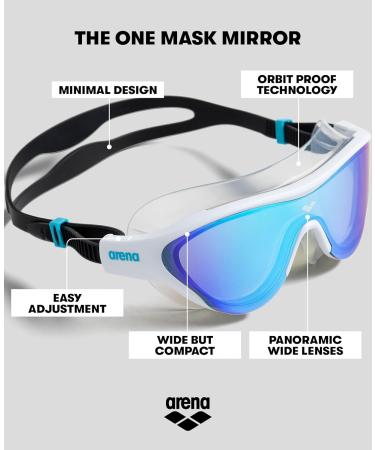 ARENA Unisex The One Mask Mirror Swimming Goggles - NS Blue-White-Black | International Shipping Available - Buy Online on SooperMarket.com