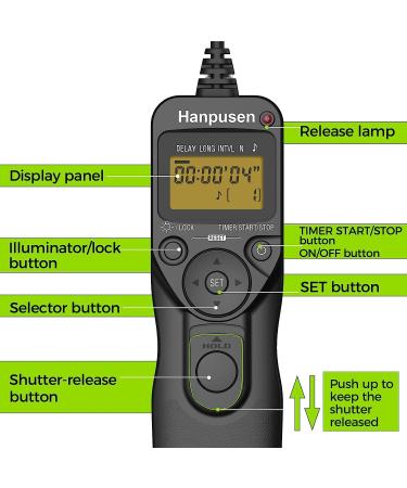 HANPUSEN Timer Remote Shutter Release Intervalometer for Canon EOS R5, 10D, 6D Mark II, 1D X Mark III, II, C, IV - C8 - Buy Online on SooperMarket.com