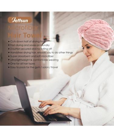 JEFFSUN Microfiber Hair Drying Towel Wrap - Super Absorbent Hooded Turban for Women | 2 Colors Extra Thick for Long Curly Wet Hair - Buy Online on SooperMarket.com