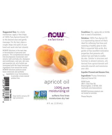 NOW Apricot Kernel Oil 4oz (Pack of 2) - Pure & Cold-Pressed Formula - Buy Online on SooperMarket.com