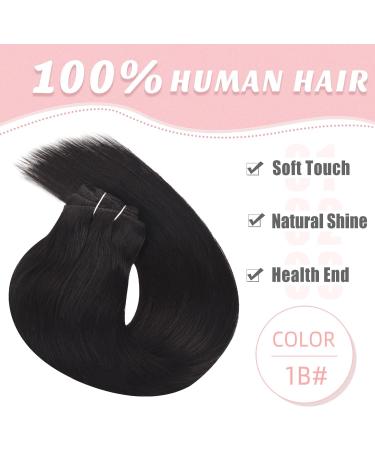 Vlasy Clip in Hair Extensions 16 Inch - Black Brown Human Hair 7 Pcs Seamless Straight Clip in Extensions for Women - Buy Online on SooperMarket.com