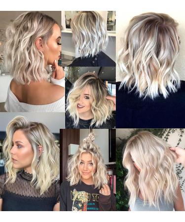 VEDAR Platinum Blonde Short Curly Ombre Wig - 12 Inch Synthetic Hair for Women #031-12 - Buy Online on SooperMarket.com