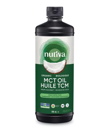 Nutiva Organic MCT Oil Unflavored 946 mL | Organic Non-GMO Non-BPA | Vegan Gluten-Free Keto & Paleo | 14g MCT per Serving & Neutral Flavor for Energy Boost to Coffee Shakes and Salads