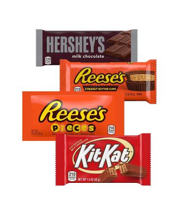 HERSHEY'S, KIT KAT & REESE'S Assorted Milk Chocolate and Peanut Butter Halloween Candy, Bulk Candy, Variety Bag (20) KIT KAT, REESE'S, HERSHEY'S, REESE'S PIECES Variety pack, 20ct.