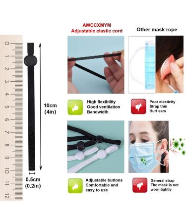 200PCS Adjustable Black & White Face Mask Elastic with Comfortable Ear Hanging Rope - Buy Online on SooperMarket.com
