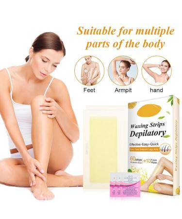 60 Pack Wax Strips - Painless Hair Removal for Armpits Arms & Legs | Fast Gentle Waxing Solution - Buy Online on SooperMarket.com
