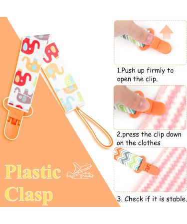 10 Pcs Boys Dummy Clips with Silicone Adapter | Baby Pacifier Holder Straps for Teething Toys - Orange - Buy Online on SooperMarket.com