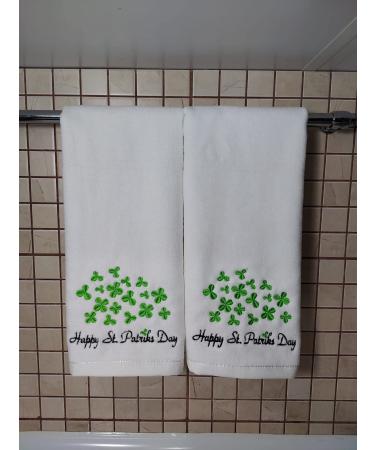 Happy St.Patriks Day Hand Towel Valentines Day Kitchen Bathroom Faucet Towel Be Mine Fingertip Towel Set Highly Absorbent SPA Gym Guest Shower Towels 11x18 inches Holiday Decorations (White, 2) White 2
