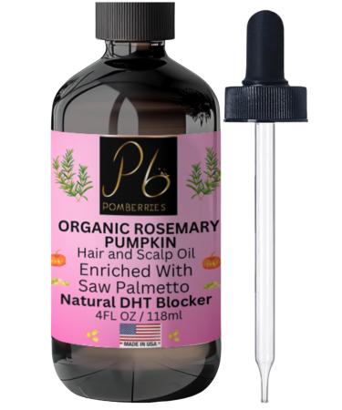 Organic Hair Growth Oil 4 fl oz - Rosemary & Saw Palmetto Oil Reduces Hair Loss Natural DHT Blocker Strengthens Roots Unscented Gold All Hair Type Adult Unisex
