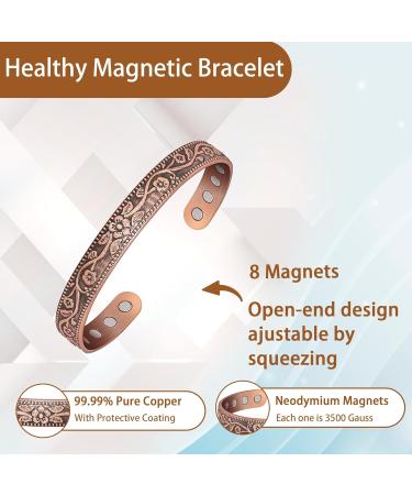EnerCoppeX Copper Magnetic Bracelet for Women - Detox Jewelry with 3500 Gauss Magnet (CPB-0005AB) - Buy Online on SooperMarket.com