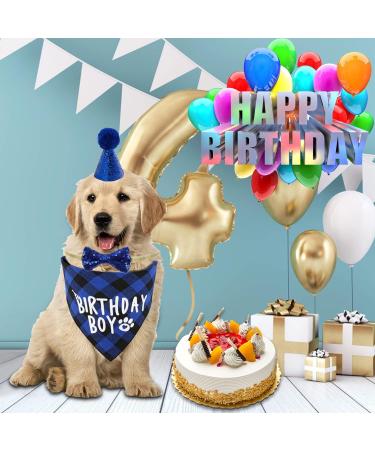 Dog Birthday Hat & Bandana Set - 3pcs Blue Dog Party Accessories for Boys & Girls - Perfect for Puppies & Cats - Buy Online on SooperMarket.com