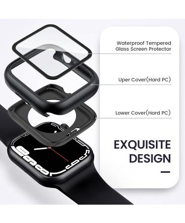  2 in 1 Goton for Waterproof Apple Watch Screen Protector 44mm Case SE Series 6 5 4 360 Protective PC Face Cover Built-in Tempered Glass Front & Back Bumper for iWatch 6 5 4 SE 2022 Accessories Black 44mm - Buy Online on SooperMarket.com