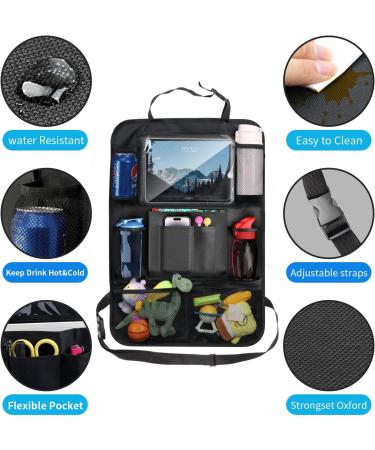 Kimsky 2er Autositz Organizer | Waterproof Backseat Protection for Kids | Children's Toy Storage & Tablet Holder - Black (2PCs) - Buy Online on SooperMarket.com