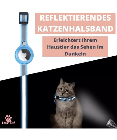 Croc-Cat Airtag Cat Neck Band - Safe Stylish Collar for Kittens & Small Dogs | Compatible with Apple Airtag | Anti-Strangulation Safety Buckle | Red - Buy Online on SooperMarket.com