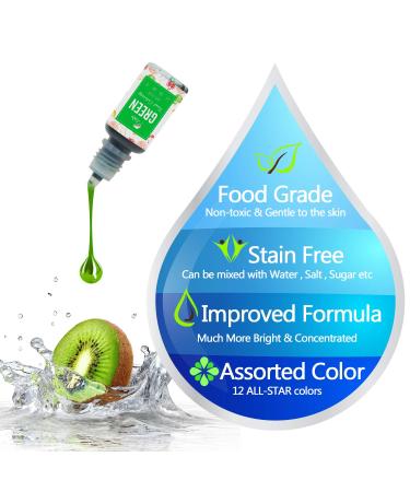 Shop 12 Color Liquid Food Dyes | Perfect for Baking Decorating & DIY | 10ml Each - Enhance Cakes Cookies Fondant & More! - Buy Online on SooperMarket.com