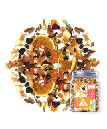 Plant Gift Citrus Grapefruit Herbal Tea All Natural Flavors Loose Leaf White Roselle Lemongrass Blueberries Apples Peppermint Non GMO Vegan Tea Bags Into Iced Tea & Hot Tea 70G/2.5oz