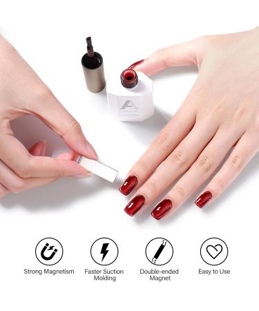 AILLSA Red Cat Eye Gel Polish - Burgundy Glitter & Crystal UV Nail Polish Holographic Reflective Color for DIY Nail Art (0.5 OZ - Buy Online on SooperMarket.com