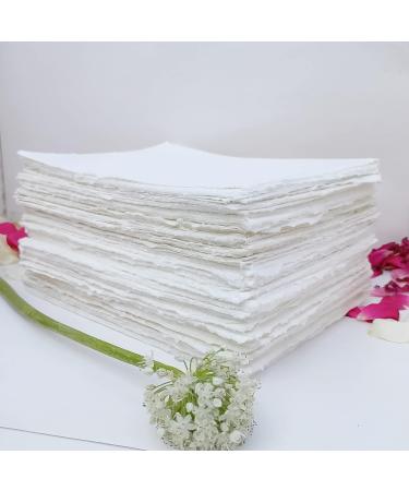 E-Tailor Handmade Cotton Deckle Edge Paper Loose Leaf Sheets for Sketch Painting Invitatons Art Work Kids 130 GSM Ivory White ( HPDW-102-3x5-50-Sheets ) 3x5" - Buy Online on SooperMarket.com
