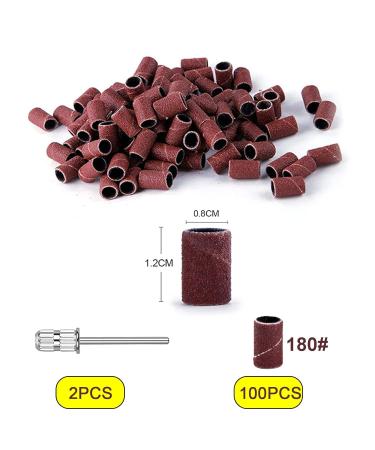Yoezuo 100 Pcs Nail Sanding Bands Grit Nail Art Sanding Bands 180 Grit Nail Files with 2 Pcs Nail Drill Bits for Electric Nail Files Nail Drill Machine Manicure Pedicure 180" - Buy Online on SooperMarket.com