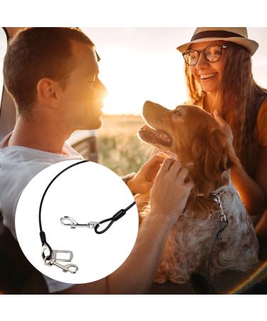Bezavea 2 Pack Dog Chain Lead Cable Leash Chew Proof Steel Rope Cable Dog Car Harness Dog Car Seatbelt Pet Vehicle Harnesses with Double Clips and Latch Attachment (60cm) - Buy Online on SooperMarket.com