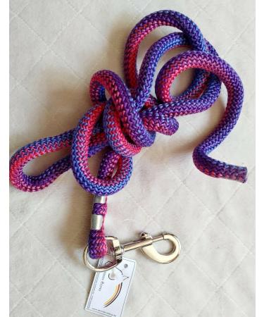 German Riding Lead Rope Cuckoo round braided with snap carabiner approx. 2.10m (blue-pink-purple)