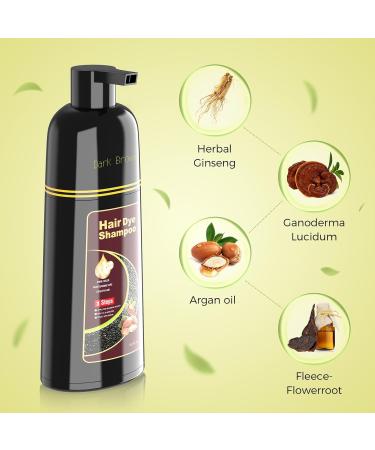 Dark Brown Hair Dye Shampoo - 3 in 1 Color Treatment for Gray Hair | Fast Minutes Results for Women & Men - Buy Online on SooperMarket.com