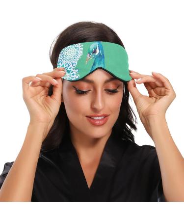 Haskirky Light Blocking Eye Mask - Adjustable Adult Men and Women Sleep Mask for Travel, Yoga, Meditation - Cartoon Blue Peacock Design - Buy Online on SooperMarket.com