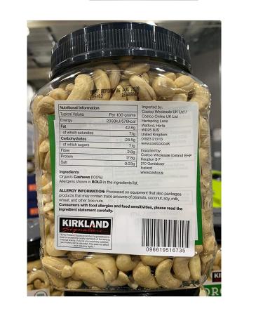 Kirkland Signature Organic Unsalted Cashews 40 Oz - 2.5 lb Pack | Premium Quality Nuts - Buy Online on SooperMarket.com