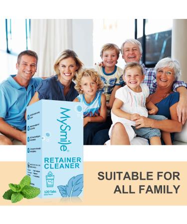 Mysmile Retainer Cleaner with Denture Cleaning Tablets 3 Min Faster Denture Cleaner Help to Remove Stains Bad Odor Plaque from Aligner Invisalign Mouth Guard Night Guard (120 Count (Mint Flavor)) - Buy Online on SooperMarket.com