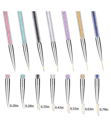 7 Pcs Nail Art Liner Brushes and Dotting Tools Set - Dual-Ended Design Brush Pen for Nail Art Point Drill Drawing - Includes Liner Brushes and Dotting Pen - 5/7/9/11/14/16/20 mm - Buy Online on SooperMarket.com
