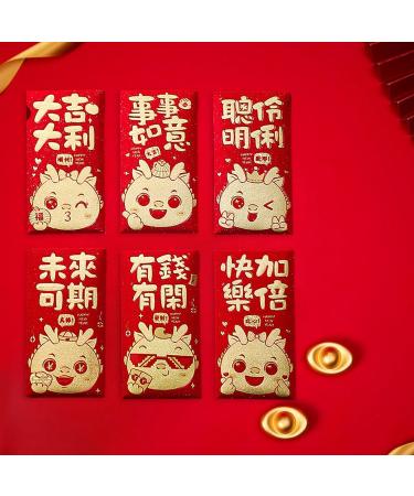 Generic 6pcs Traditional 2024 New Year Hong Bao Red Envelopes Year of The Dragon Hongbao Red Packet for Birthday Spring Festival Wedding Style B - Buy Online on SooperMarket.com