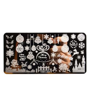 Sanwood Nail Stamping Plate Clear Engraved Xmas Pattern Nail Art Stainless Steel Stamping Template Tool Kit Manicure Art Stainless Steel Printing Plate Style 5 Style 5