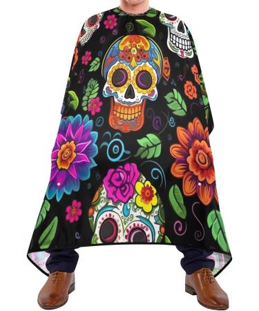 Kigai Skull Flowers Barber Cape | Professional Waterproof Hair Cutting Cape for Men & Women | Adjustable Snap Closure Hairdressing Cape - Buy Online on SooperMarket.com