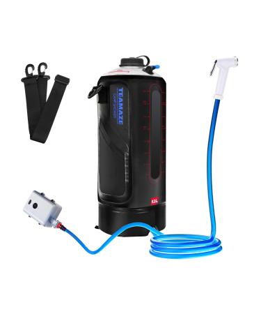 Teamaze Camping Shower, 12L Portable Camp Shower with Upgraded Screw Lid, Auto Pressure Pump, Water Level Window, Solar Shower for Beach Camping Hiking Trip Garden Watering