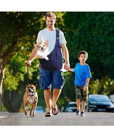 Petcute Sling Dog Carrier Bag for Small Dogs - Adjustable Padded Shoulder Strap Safety Buckle Front Pocket - Comfortable & Stylish Blue Pet Hand Spinning Carrier - Buy Online on SooperMarket.com