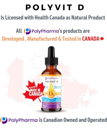 POLYVIT D Baby Vitamin D Drops Vegan D3 Supplement Growth & Development of Bones & Teeth Immune System Support Easy Calcium Absorption For Infants Toddlers Kids 400 IU per Drop 4 Month Supply - Buy Online on SooperMarket.com