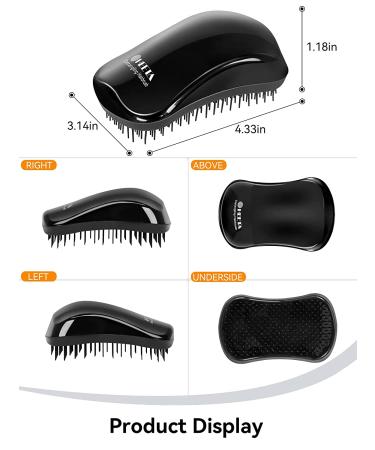 HEETA Detangling Hairbrush for Fine, Fragile, Color-Treated Hair - Knot-Free Hairbrush for Curly, Natural, Straight, Wet or Dry Hair - Ideal for Men, Women, Kids, and Pets - Black - Buy Online on SooperMarket.com
