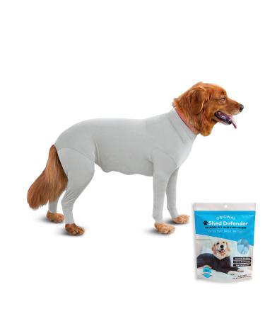 Shed Defender Body Suit for Dogs - Original anti Shedding Shirt Reduce Dog Hair Dog Onesie Surgery Recovery Suit Anxiety Calming Car Seat Cover E -Collar Hot Spots Jumpsuit (Heather Gray XXS) XXS (4 - 5KG) Heather Gray