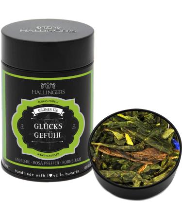 Hallinger's feeling of luck - loose green tea with strawberry pink pepper & cornflower (can) - Mother's Day gift & gift ideas for Father's Day |Birthday congratulations recovery thanks friendship 80 g (1 Pack)