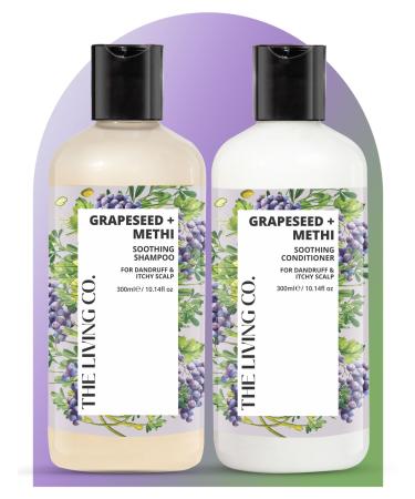 THE LIVING CO Soothing Shampoo & Conditioner With Grapeseed + Methi For Dandruff & Itchy Scalp - 600ml SHAMPOO & CONDITIONER COMBO