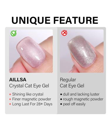 AILLSA Red Cat Eye Gel Polish - Burgundy Glitter & Crystal UV Nail Polish Holographic Reflective Color for DIY Nail Art (0.5 OZ - Buy Online on SooperMarket.com