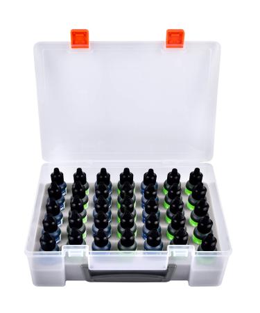 Alcohol Ink Storage Organizer Carrying Case, Holds 35pcs 0.35oz, 0.5oz Bottles of Alcohol Ink Set/ for Stickles Glitter Glue/ for Glossy Accents/ for Reinkers, Paint Travel Box Container (Case Only)