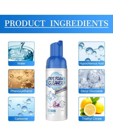 Herios Drain Foam Cleaner Liquid Hair Drain Clog Remover & Cleaner Pipe Dredge Deodorant Foam Cleaner for Shower Sink Drains (2) - Buy Online on SooperMarket.com