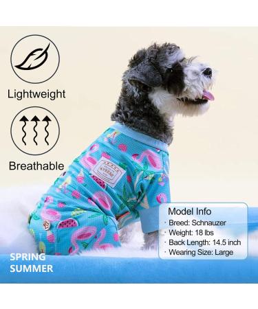 KYEESE Lightweight Dog Pajamas for Medium Dogs - Breathable Summer Onesie Jumpsuit - Flamingo Print - X-Large - Buy Online on SooperMarket.com