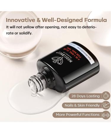 Modelones 4 in 1 Nail Glue Set | Brush On Gel | Rhinestone False Nails Base Gel | Nail Art Kit for Acrylic Nails | UV Lamp Needed | 15ml - 2PCS - Buy Online on SooperMarket.com