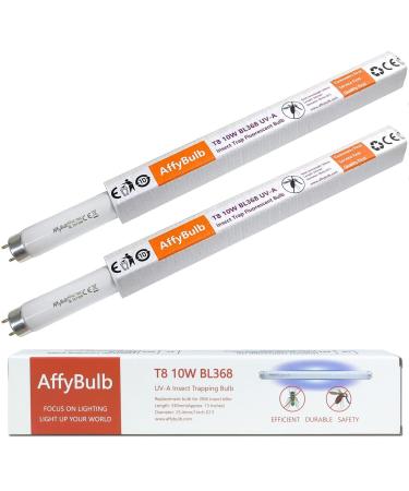 AffyBulb 2 * 10W Replacement Bulbs for Fly Killer/Insect Zapper - 13in T8 BL368 UV Tubes 10W - 2 PCS